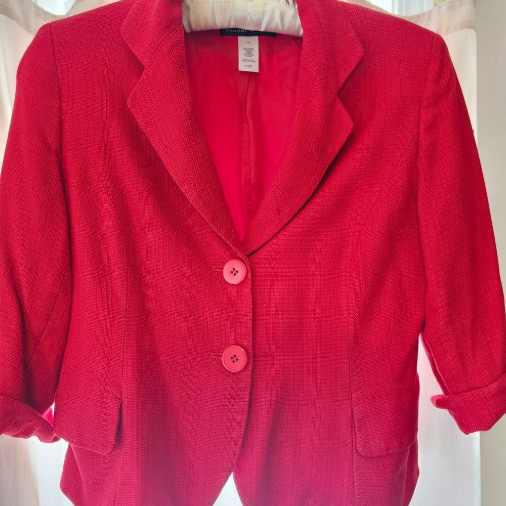 Jones New York Red 2 Button Blazer Size 14